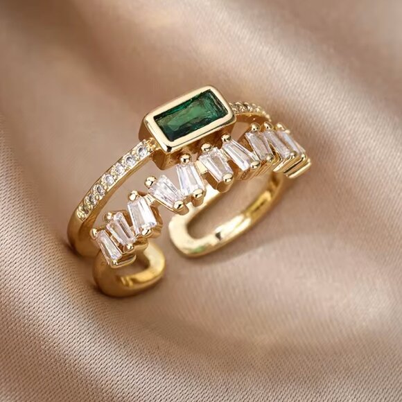 Anthropologie Jewelry - 14K Gold Filled Emerald Ring